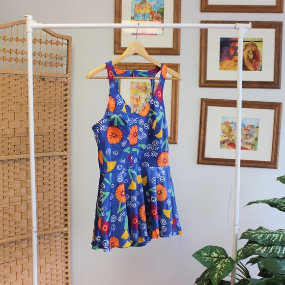 Vintage 1970s Skirted Swimsuit L - Picture 3 of 9